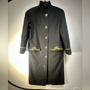 Black Military Coat with Gold Accents‎